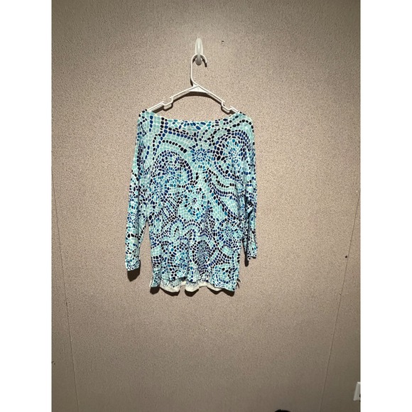 Talbots Women's Blue Pattern Knit Top Dolman 3/4‎ Sleeve Blouse Medium - Picture 7 of 7